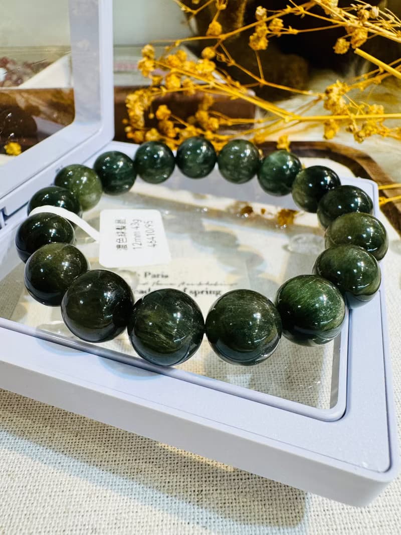 小精品天然森林濃色綠髮晶12mm43g主財富事業清除身體負面