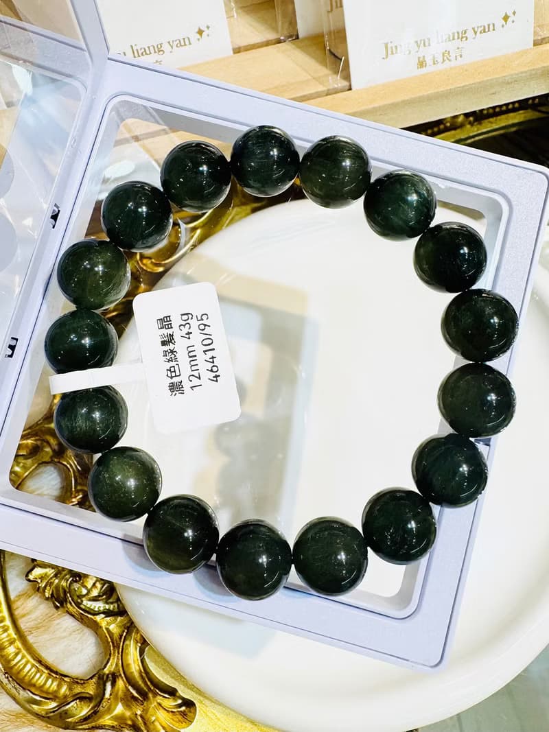 小精品天然森林濃色綠髮晶12mm43g主財富事業清除身體負面