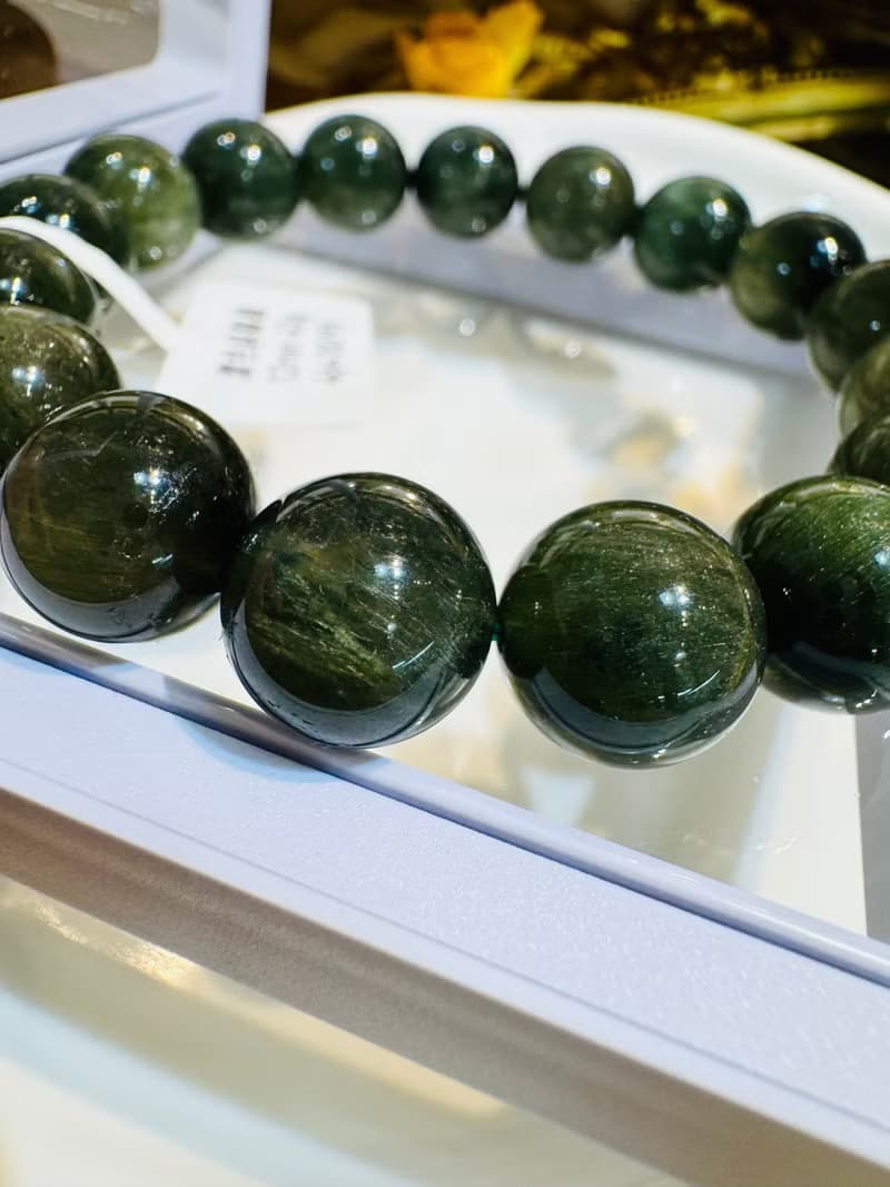 小精品天然森林濃色綠髮晶12mm43g主財富事業清除身體負面