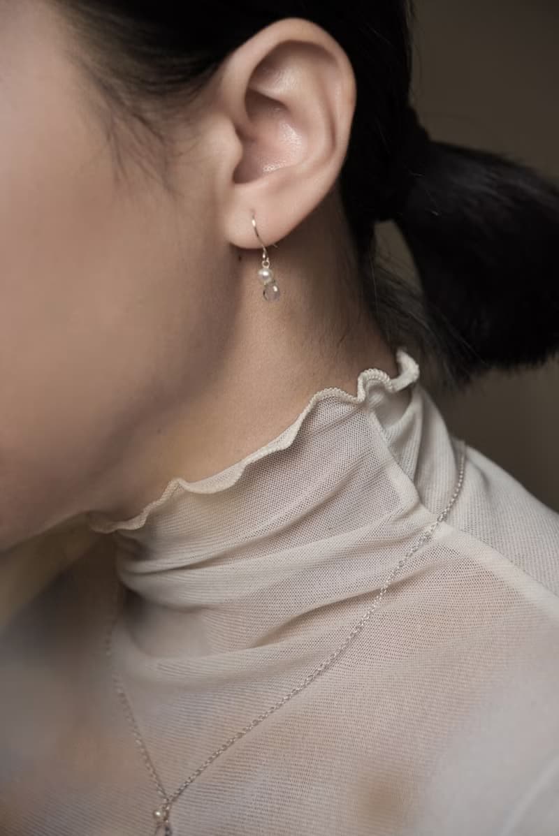 SV925/14KGF AAA 粉水晶 珍珠耳環(耳夾) Rose Quartz 招桃花