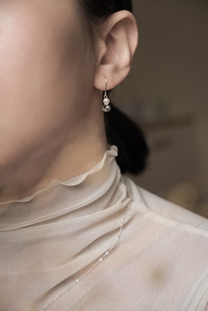 SV925/14KGF AAA 粉水晶 珍珠耳環(耳夾) Rose Quartz 招桃花