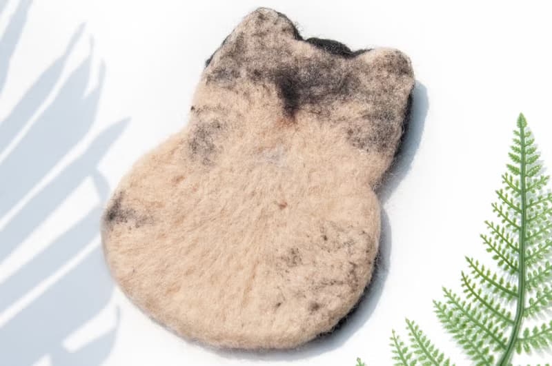 波希米亞森林系羊毛氈杯墊 動物濕氈杯墊-眼鏡貓咪毛孩子吸水杯墊