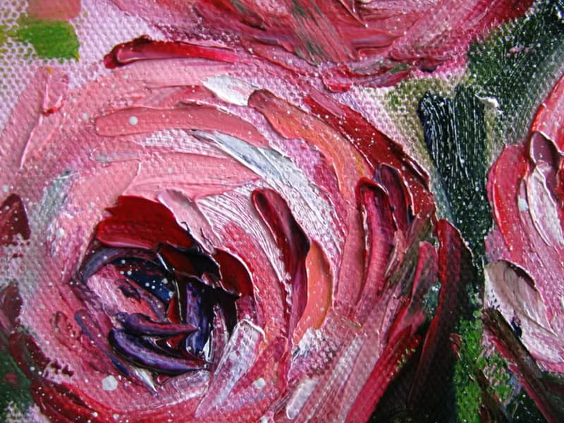 Abstract pink Roses oil painting small sizes stretched canvas impasto style