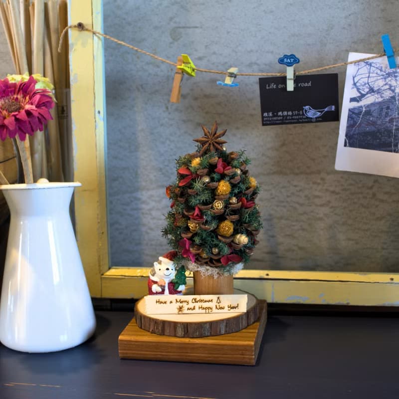 【DIY聖誕禮盒】永生花聖誕樹材料包/含線上教學/2024款加贈LED燈