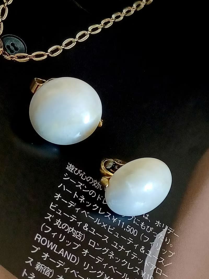 vintage jewelry Trifari 簡約珍珠白球形 夾式耳環