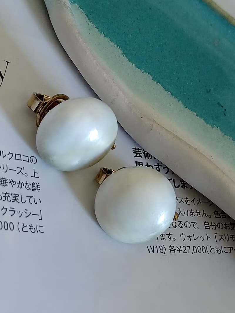 vintage jewelry Trifari 簡約珍珠白球形 夾式耳環