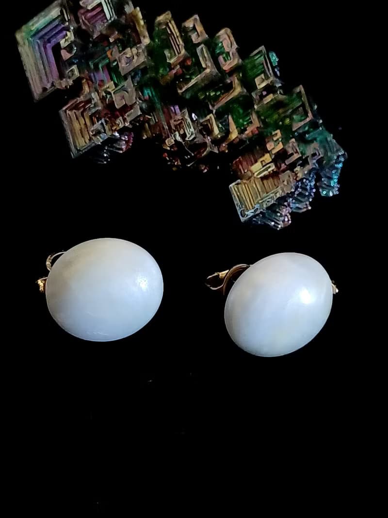 vintage jewelry Trifari 簡約珍珠白球形 夾式耳環