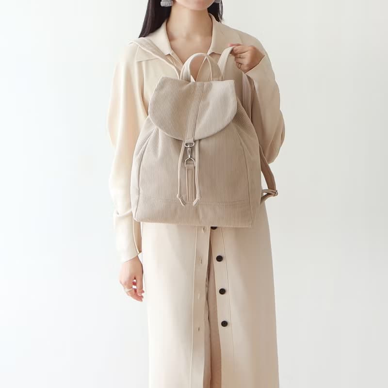 秋冬新品 燈芯絨大號後背包【奶駝】A4可放 休閒輕便大容量