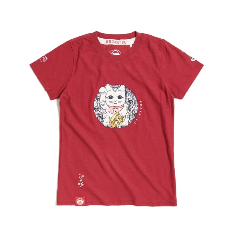 江戶勝 日系 女裝 招財貓短袖T恤(暗桔色) #上衣