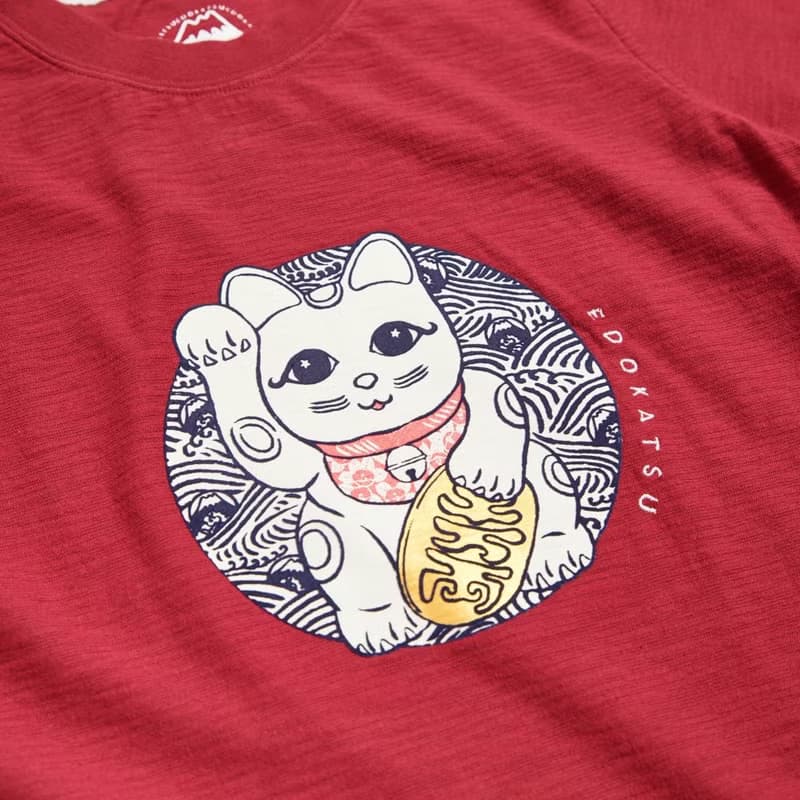 江戶勝 日系 女裝 招財貓短袖T恤(暗桔色) #上衣