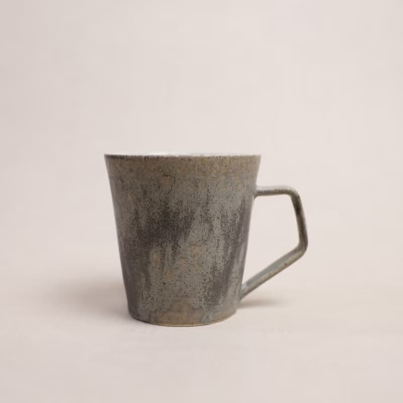 明芽窯 l 柴燒灰釉雙色咖啡杯 把杯 陶器 馬克杯 陶杯 T