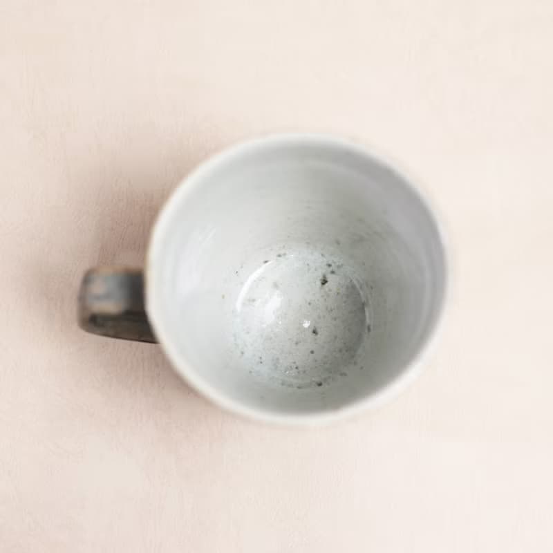 明芽窯 l 柴燒灰釉雙色咖啡杯 把杯 陶器 馬克杯 陶杯 T