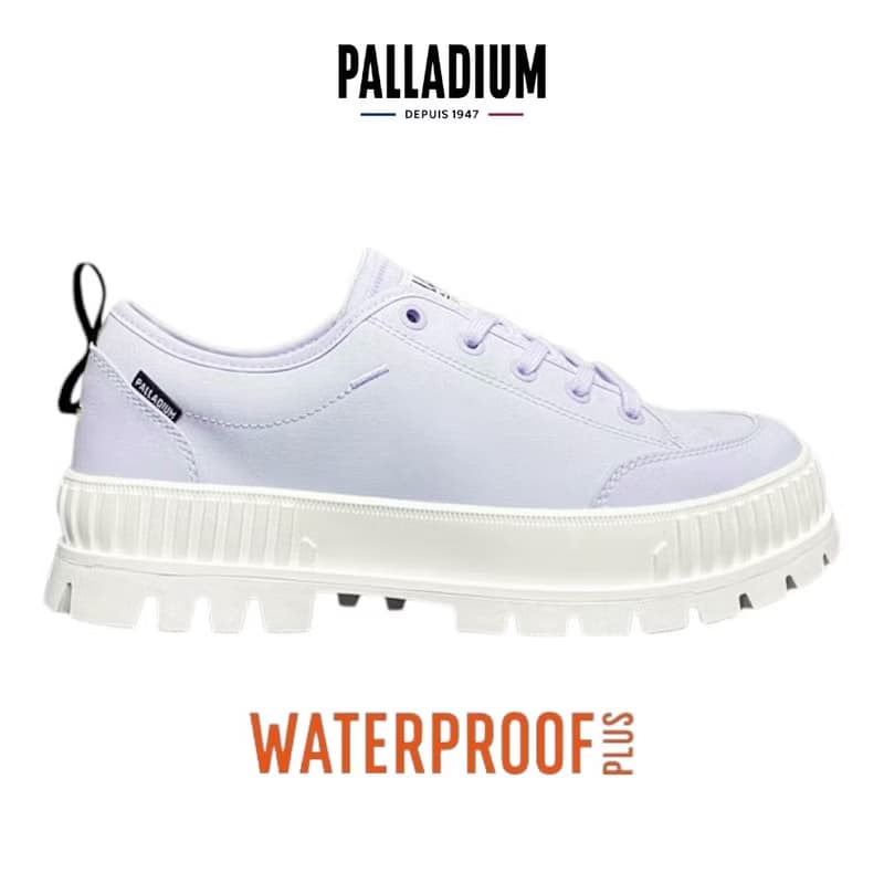 PALLADIUM PALLASHOCK LO WP+厚底巧克力低筒防水靴 藍紫 74408