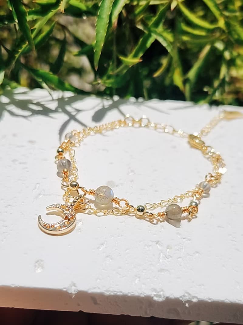 閃耀愛情【灰】-灰月光石 溫柔 撫慰心靈 編織雙鍊手鍊