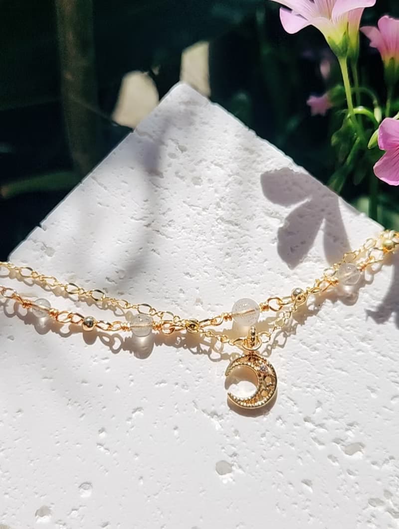 閃耀愛情【灰】-灰月光石 溫柔 撫慰心靈 編織雙鍊手鍊