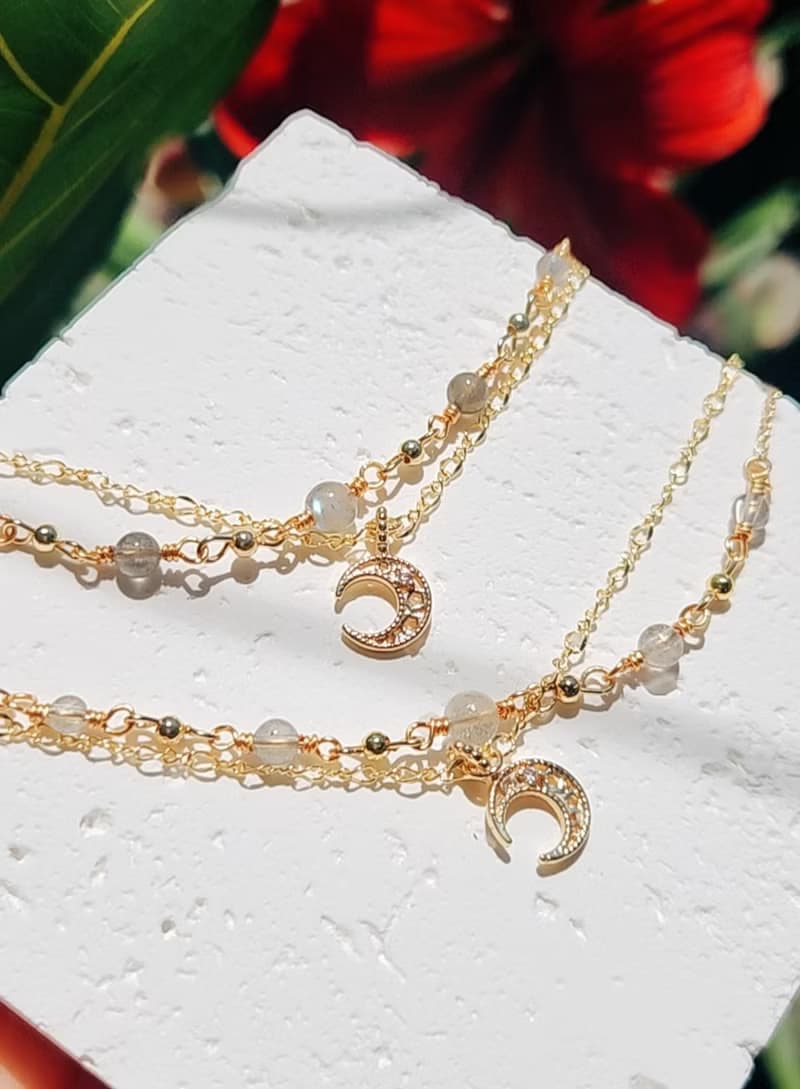 閃耀愛情【灰】-灰月光石 溫柔 撫慰心靈 編織雙鍊手鍊