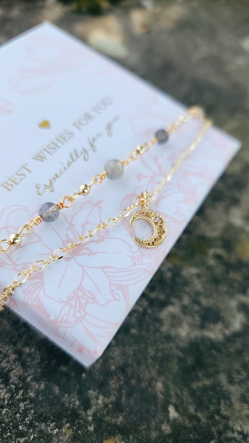 閃耀愛情【灰】-灰月光石 溫柔 撫慰心靈 編織雙鍊手鍊