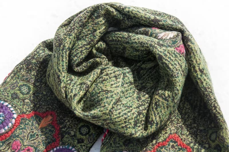 羊絨毯 刺繡毛毯 羊毛蓋毯 保暖披肩 針織 刺繡羊毛披肩/針織蓋毯/刺繡圍巾/羊絨披巾/喀什米爾Cashmere聖誕-花
