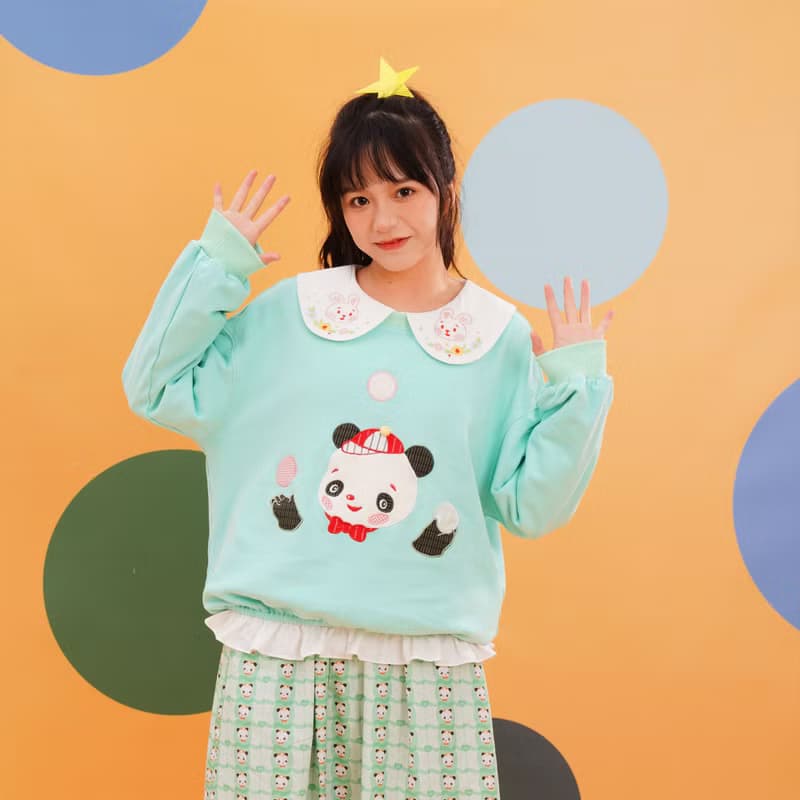 熊貓小滅滅衛衣 復古昭和 可愛舒服 透氣純棉 精美刺繡 春夏新品