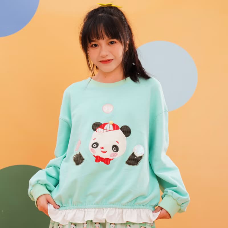 熊貓小滅滅衛衣 復古昭和 可愛舒服 透氣純棉 精美刺繡 春夏新品