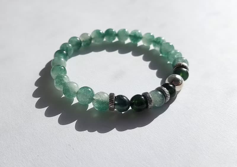 寶石系 玉翠 天然礦石 飄花翡翠 綠岫玉 925純銀 ‧ 手鍊