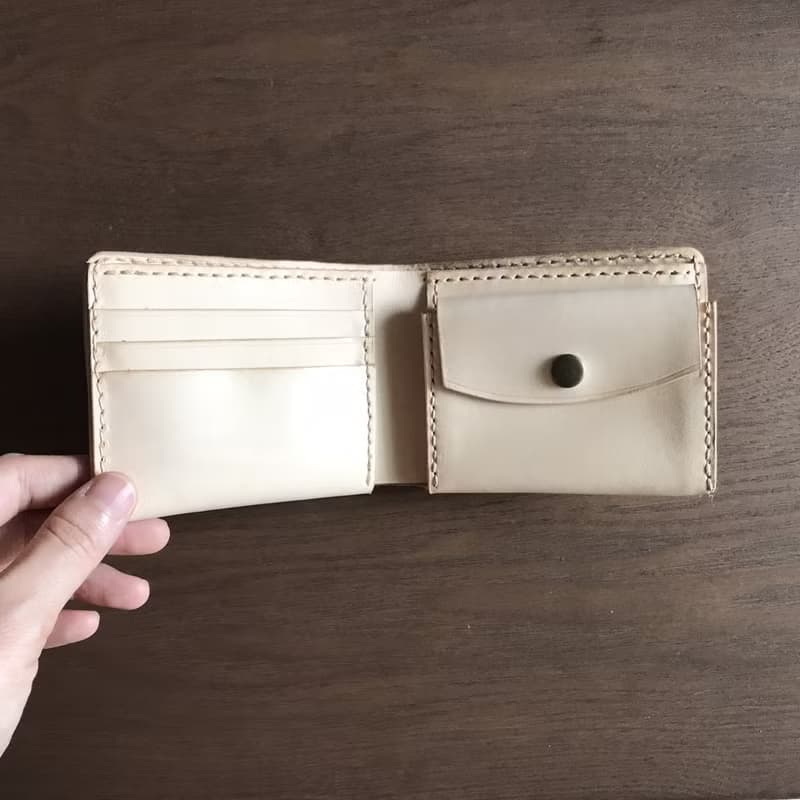 真皮短夾│手工皮夾│植物鞣革│原皮色