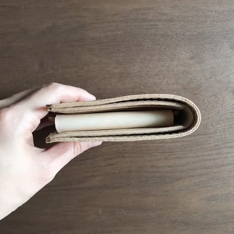 真皮短夾│手工皮夾│植物鞣革│原皮色