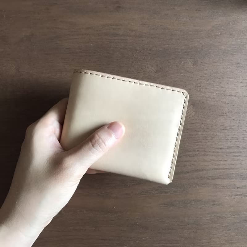 真皮短夾│手工皮夾│植物鞣革│原皮色