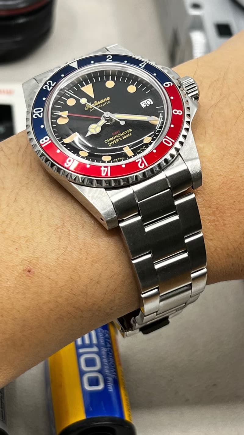 Artisane 復古風蠔式全自動 GMT 潛水錶, 兩地時計手錶, Watches