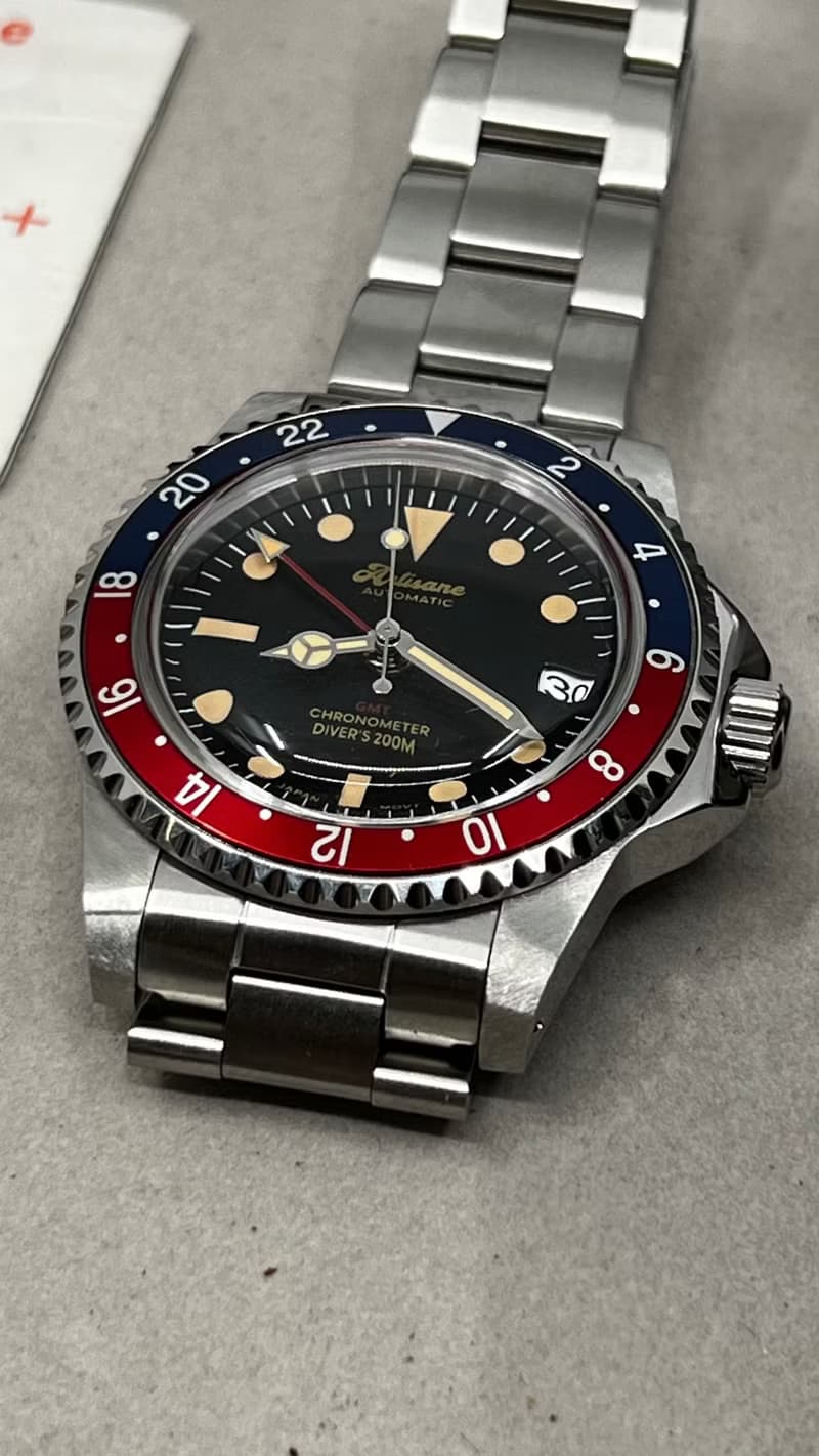 Artisane 復古風蠔式全自動 GMT 潛水錶, 兩地時計手錶, Watches