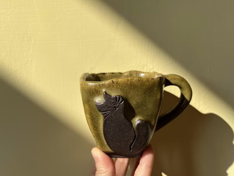 黑貓咖啡杯 / 陶 / 茶葉末釉