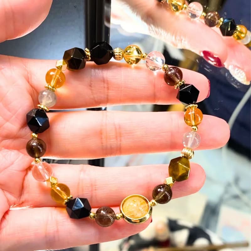 【女款 虎之鏡】黄虎眼 金髮晶 茶晶 月光石 黃/白水晶