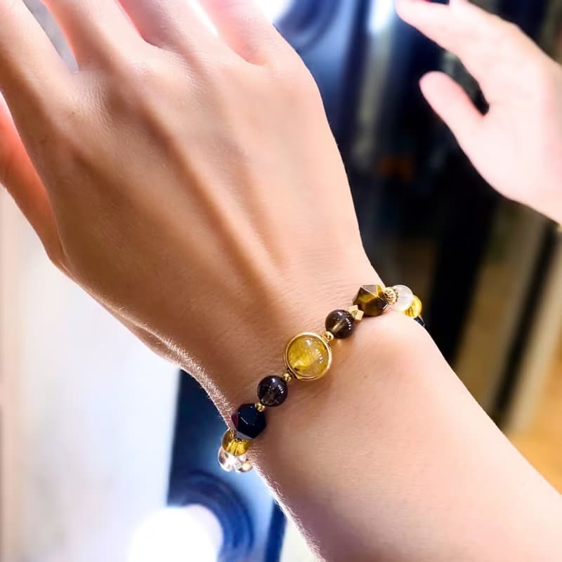 【女款 虎之鏡】黄虎眼 金髮晶 茶晶 月光石 黃/白水晶