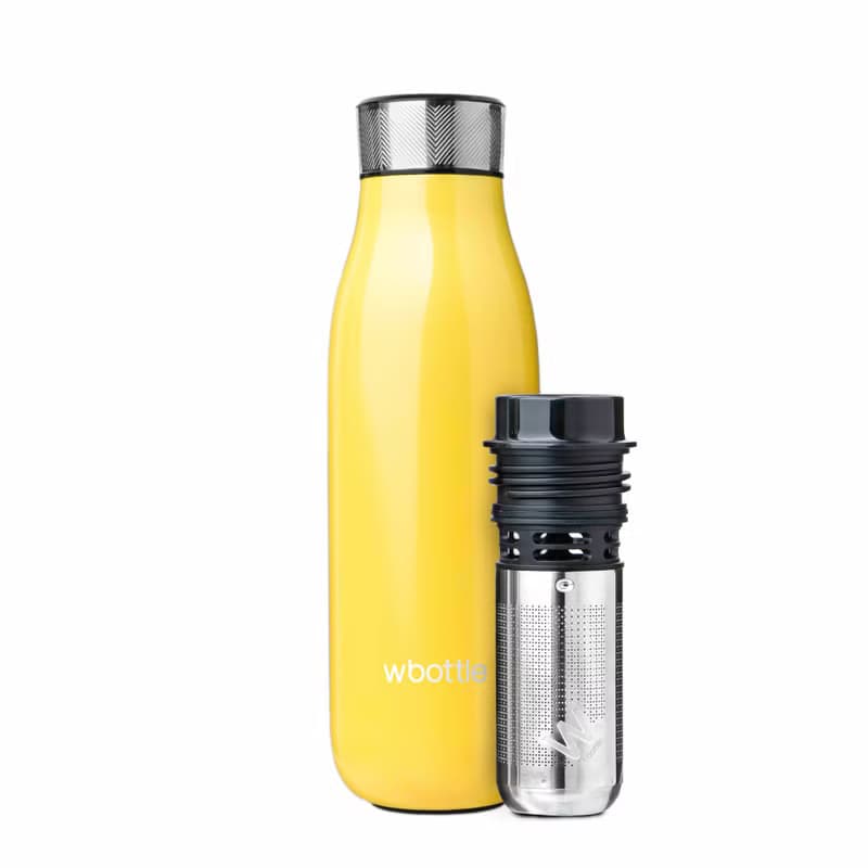 01LIV x wbottle 500ml不銹鋼雙層真空茶滤防漏保溫瓶環保杯黃色