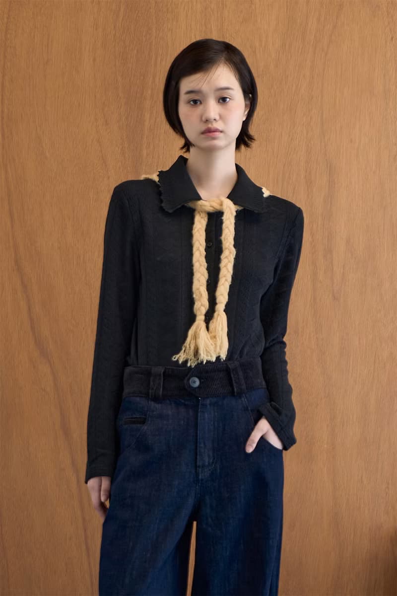 日系復古 黑色方塊鏤空開衫 花邊針織領毛衣