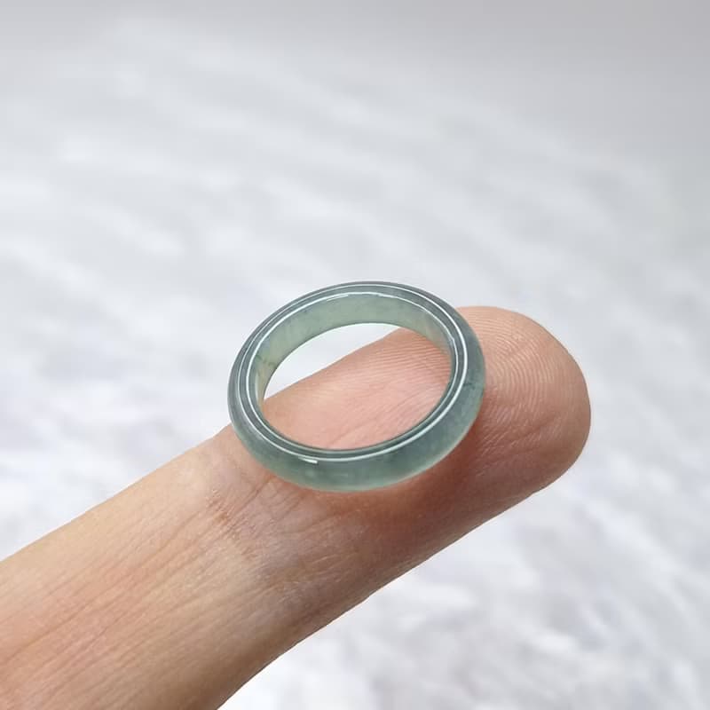瓜料起光藍水戒指 玉戒 國際圍近5 內徑13.6 | 天然A貨翡翠