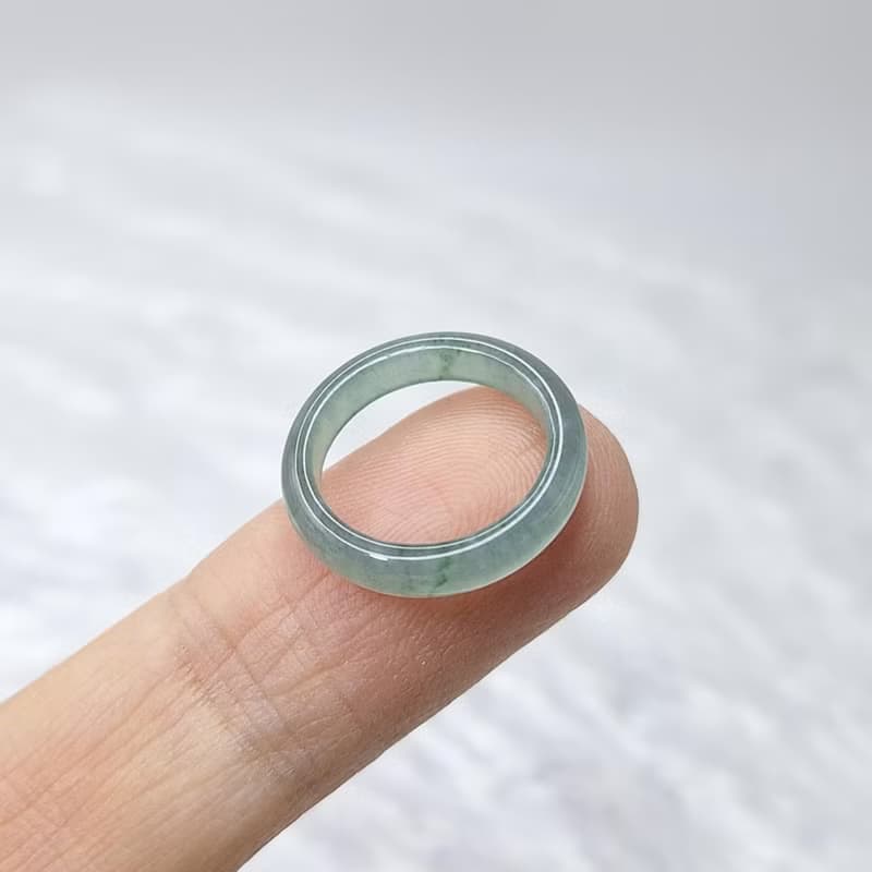 瓜料起光藍水戒指 玉戒 國際圍近5 內徑13.6 | 天然A貨翡翠