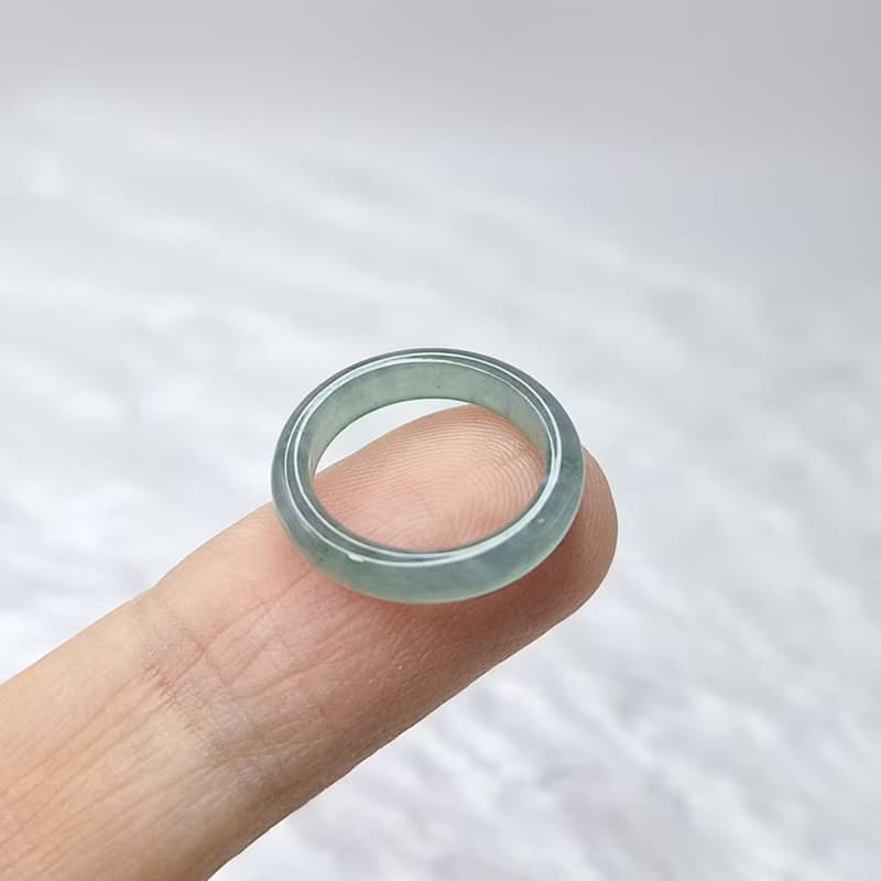 瓜料起光藍水戒指 玉戒 國際圍近5 內徑13.6 | 天然A貨翡翠