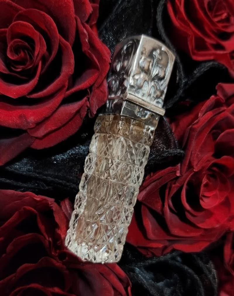 20世紀初Art Nouveau時期鳶尾花800純銀玻璃古董香水瓶聖誕禮盒