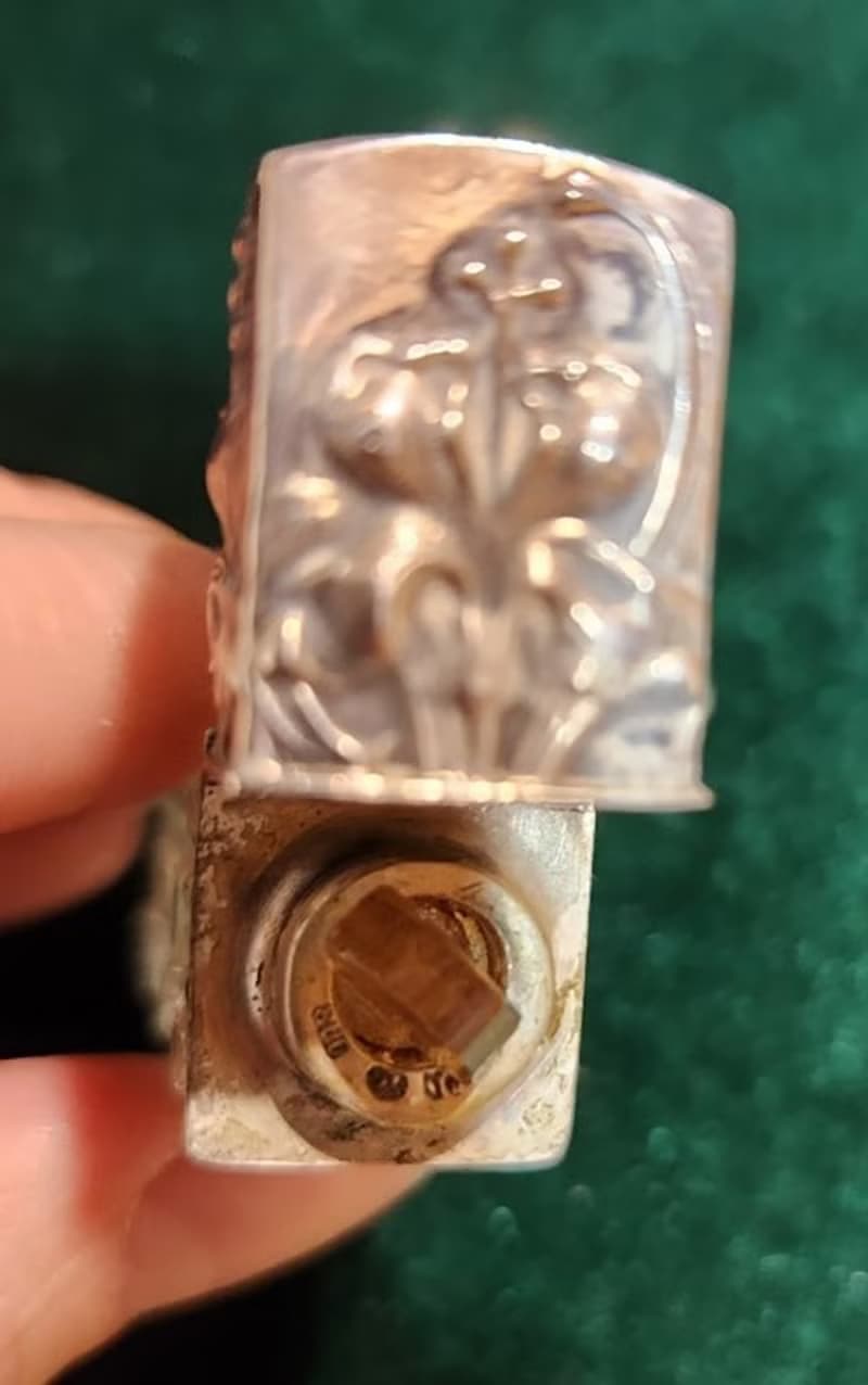 20世紀初Art Nouveau時期鳶尾花800純銀玻璃古董香水瓶聖誕禮盒