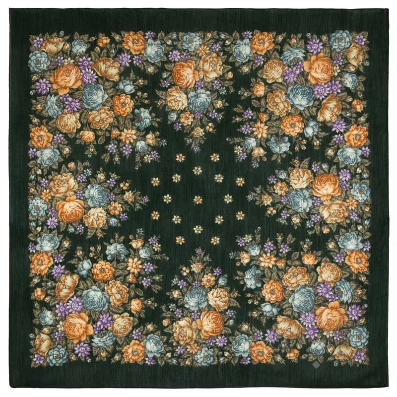 Original Pavlovo Posad Russian Shawl 100% Wool Woolen Scarf 115x115 cm 1870-9