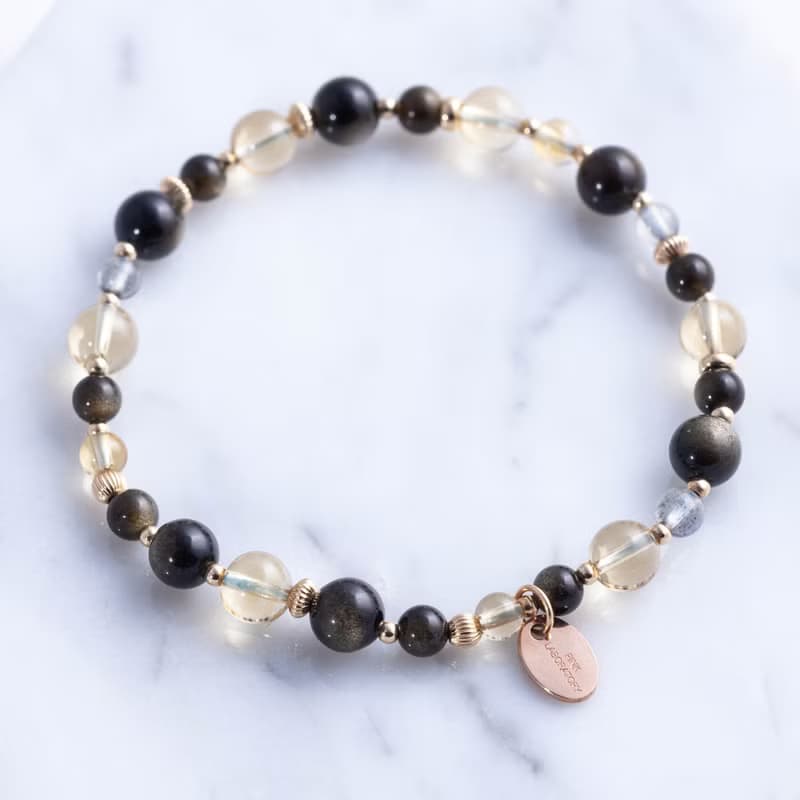 黃水晶黑曜石手鍊