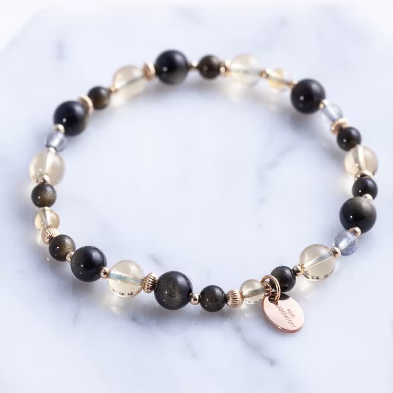 黃水晶黑曜石手鍊