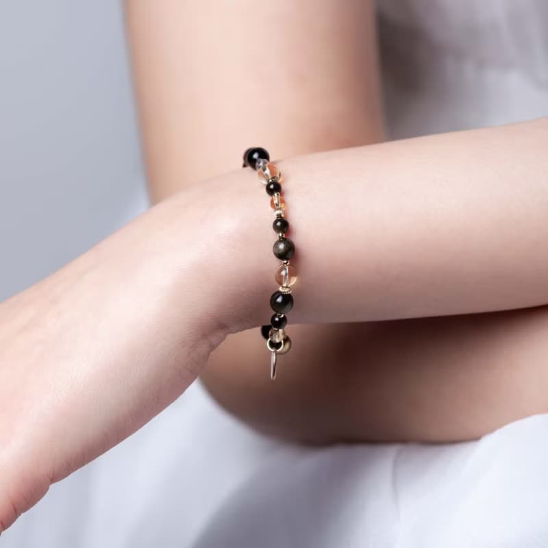 黃水晶黑曜石手鍊