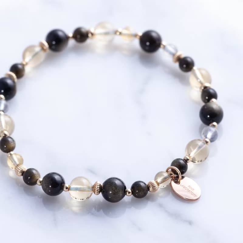 黃水晶黑曜石手鍊