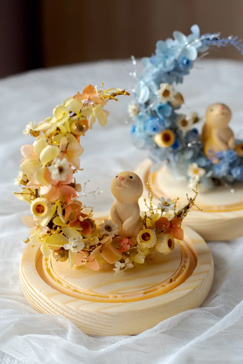 金禧月玻璃球花盅 永生花禮 中秋  生日禮物 告白禮物 七夕情人節