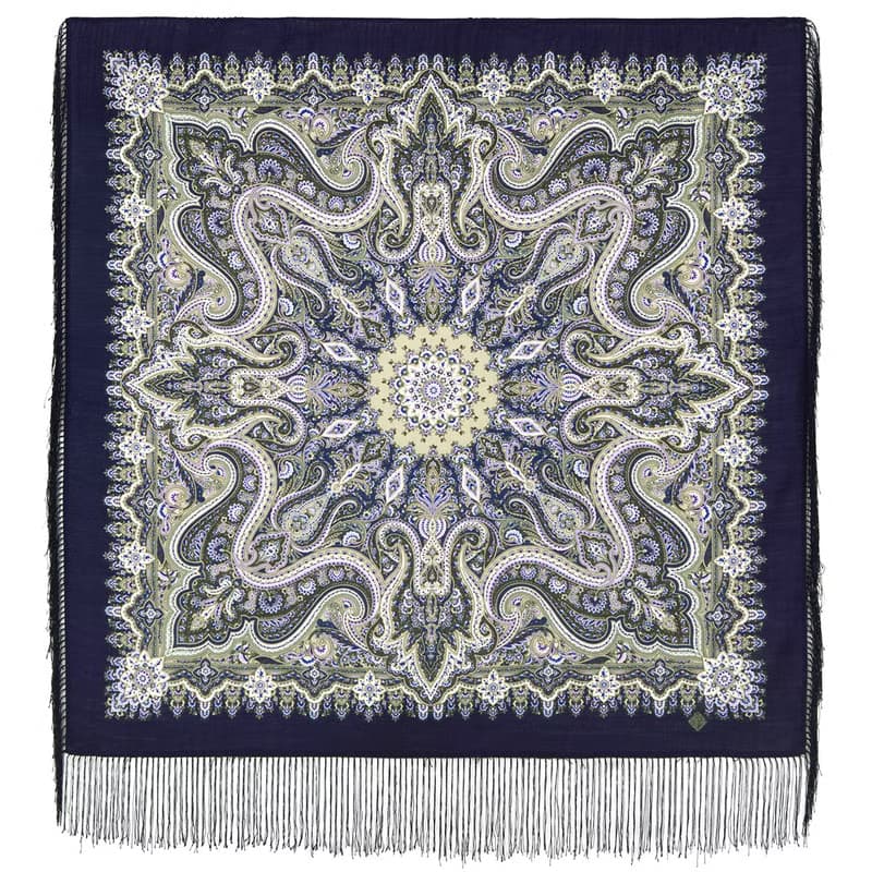 Authentic Pavlovo Posad Russian Shawl Scarf Soft 100% Wool 89x89 cm 1850-15