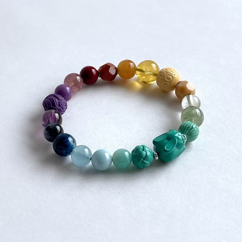 寶石系 小兔 天然礦石 七脈輪多寶 15.2 手圍 手鍊