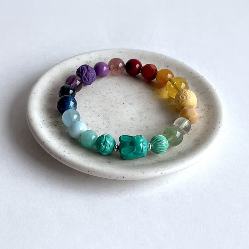 寶石系 小兔 天然礦石 七脈輪多寶 15.2 手圍 手鍊