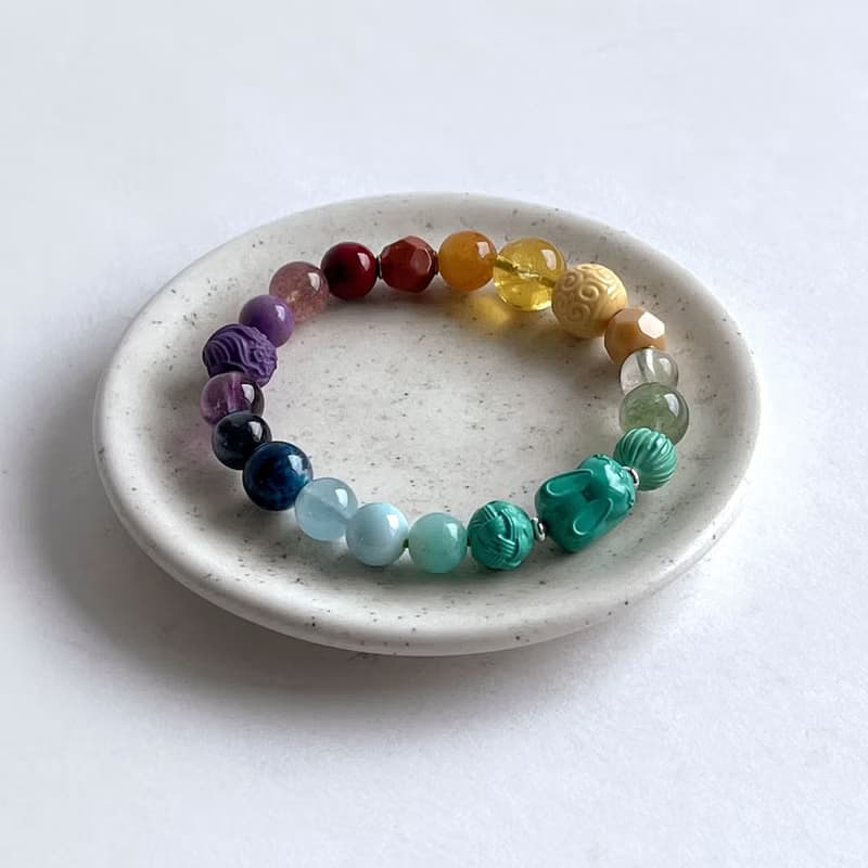 寶石系 小兔 天然礦石 七脈輪多寶 15.2 手圍 手鍊